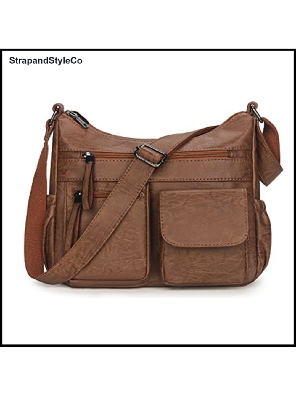 Hobo Crossbody Shoulder Bag Faux Leather Multi Pocket